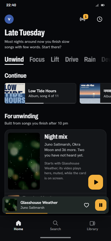 Design render of the Cosmotune home screen with a video card